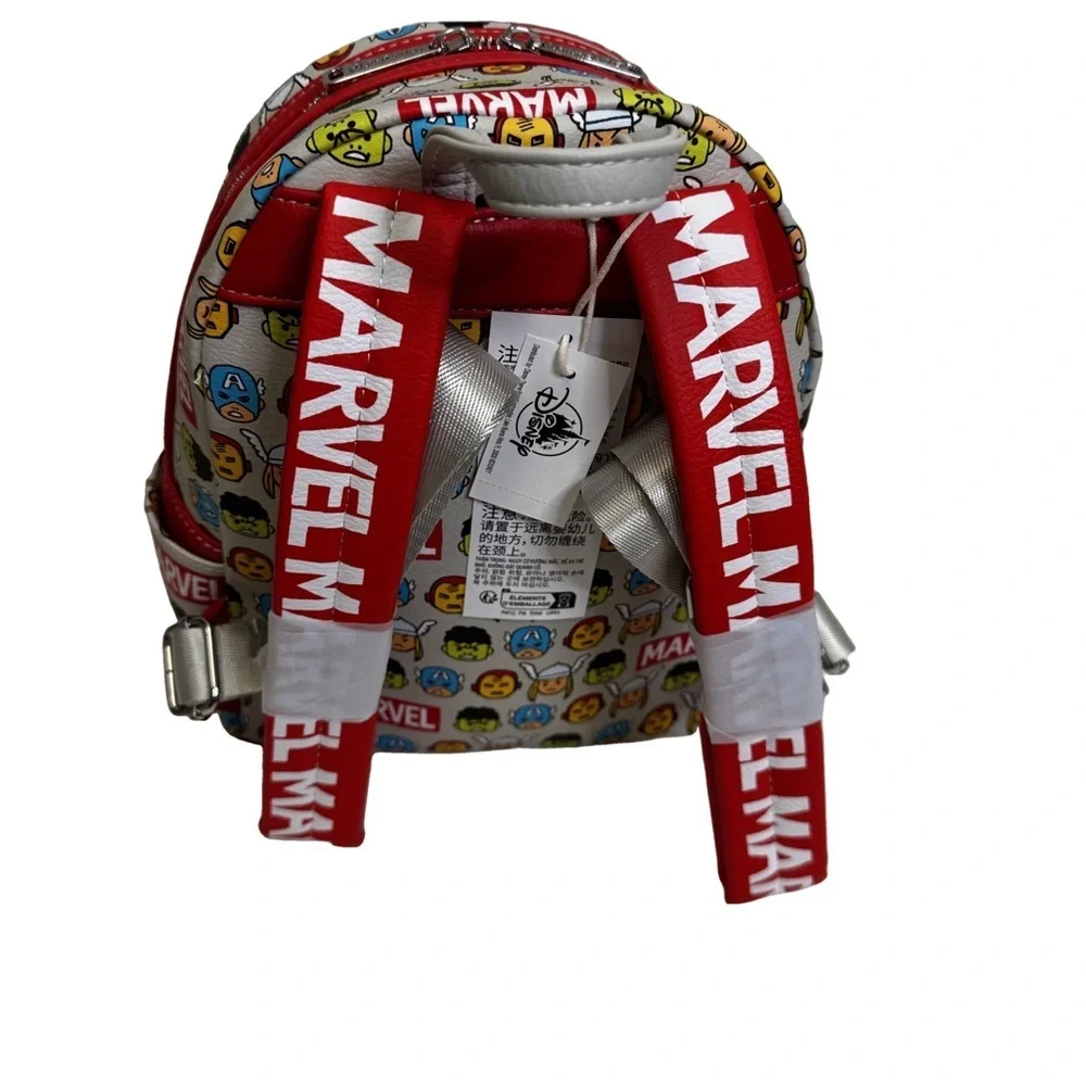 Loungefly Disney Parks Marvel Backpack 2024 Red and Gray Chibi Design Logo NWT - Picture 3 of 12